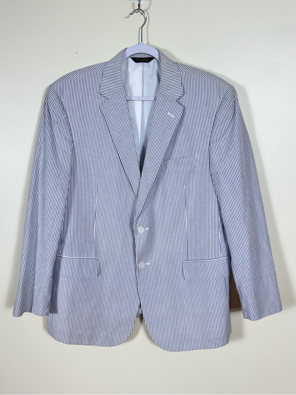 Jos A Bank Mens Seersucker Blazer 44S Cotton Coastal Euro Summer Wedding Career